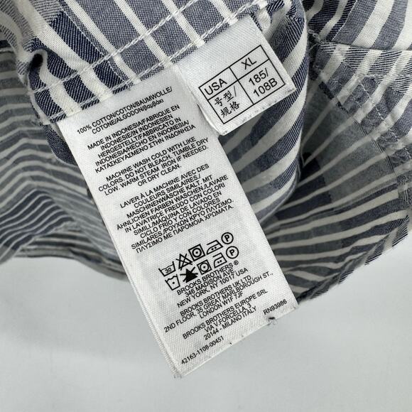 Brooks Brothers Shirt Mens XL Gray Button Down Long Sleeve Geometric Cotton - Picture 4 of 5